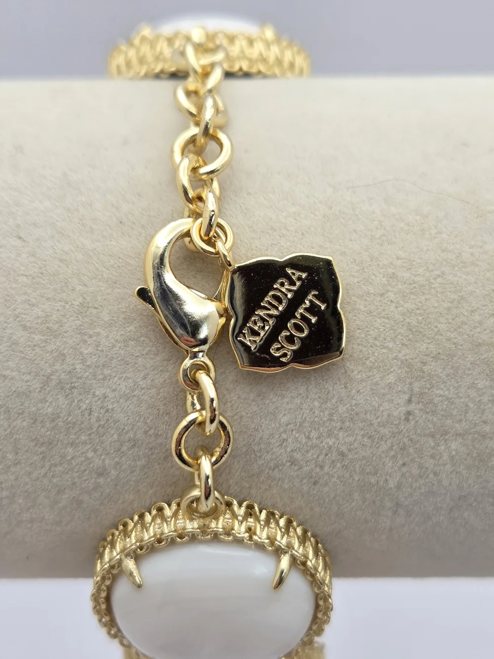 Kendra Scott Gold Tone White Banded Agate Link Bracelet